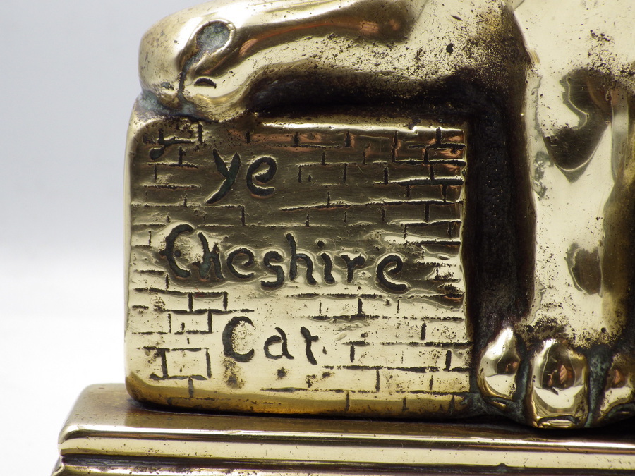 Antique VICTORIAN Antique 19th Century Brass Door Stop CHESHIRE CAT