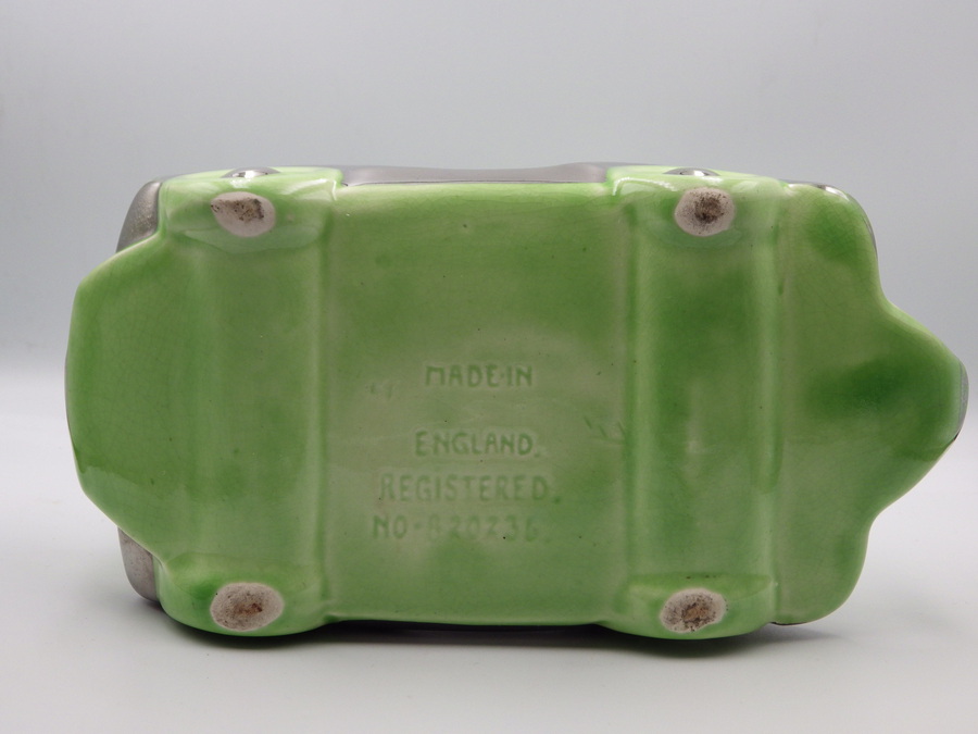 Antique SADLER 1930s Art Deco Green Pottery RACING CAR TEAPOT