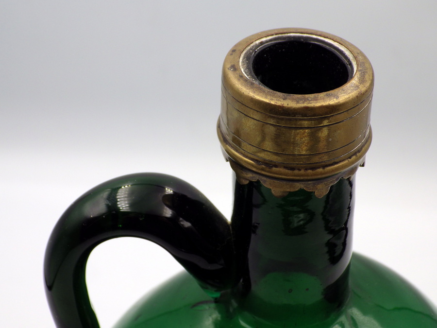 Antique ANTIQUE 19th Century Bristol Green Glass WINE FLAGON