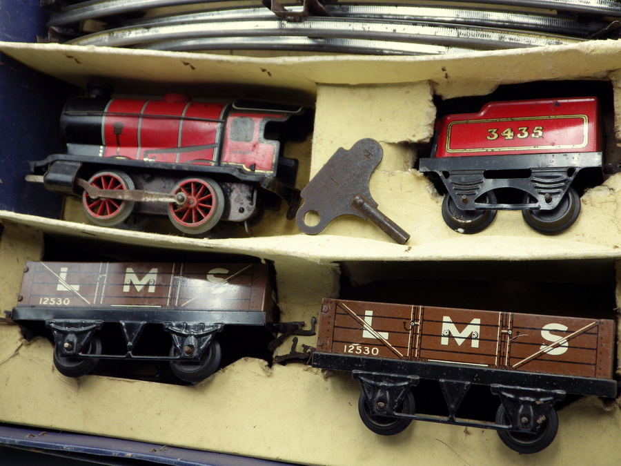 Antique HORNBY O GAUGE 1950s M1 Goods Vintage Boxed CLOCKWORK TRAIN SET