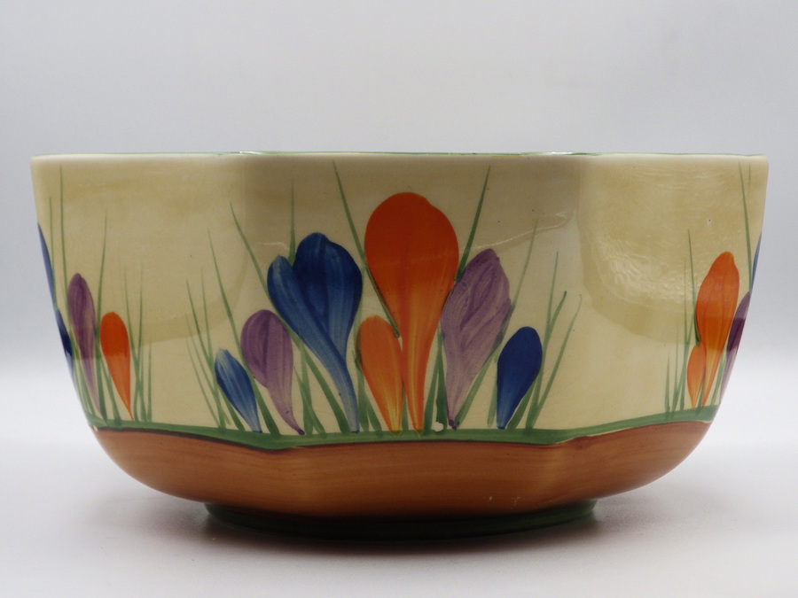 Antique CLARICE CLIFF 1930s Bizarre Autumn Crocus OCTAGONAL FRUIT BOWL