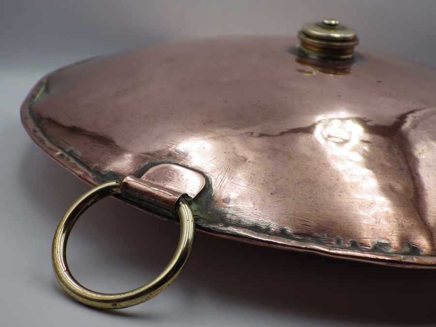 Antique VICTORIAN Antique 19th Century Copper Round HOT WATER BOTTLE