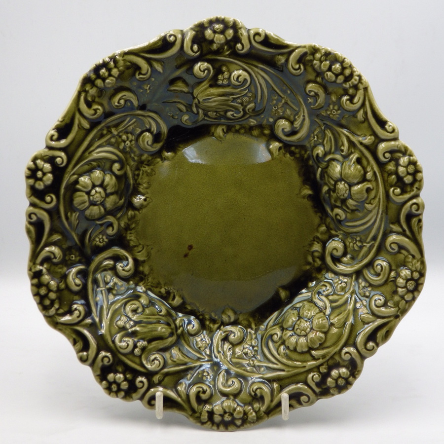 Antique LINTHORPE POTTERY Green Art Pottery SHALLOW BOWL | ANTIQUES.CO.UK