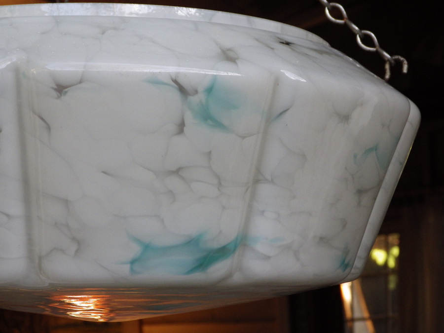 Antique ART DECO 1930s Vintage Glass Flycatcher CEILING LIGHT SHADE