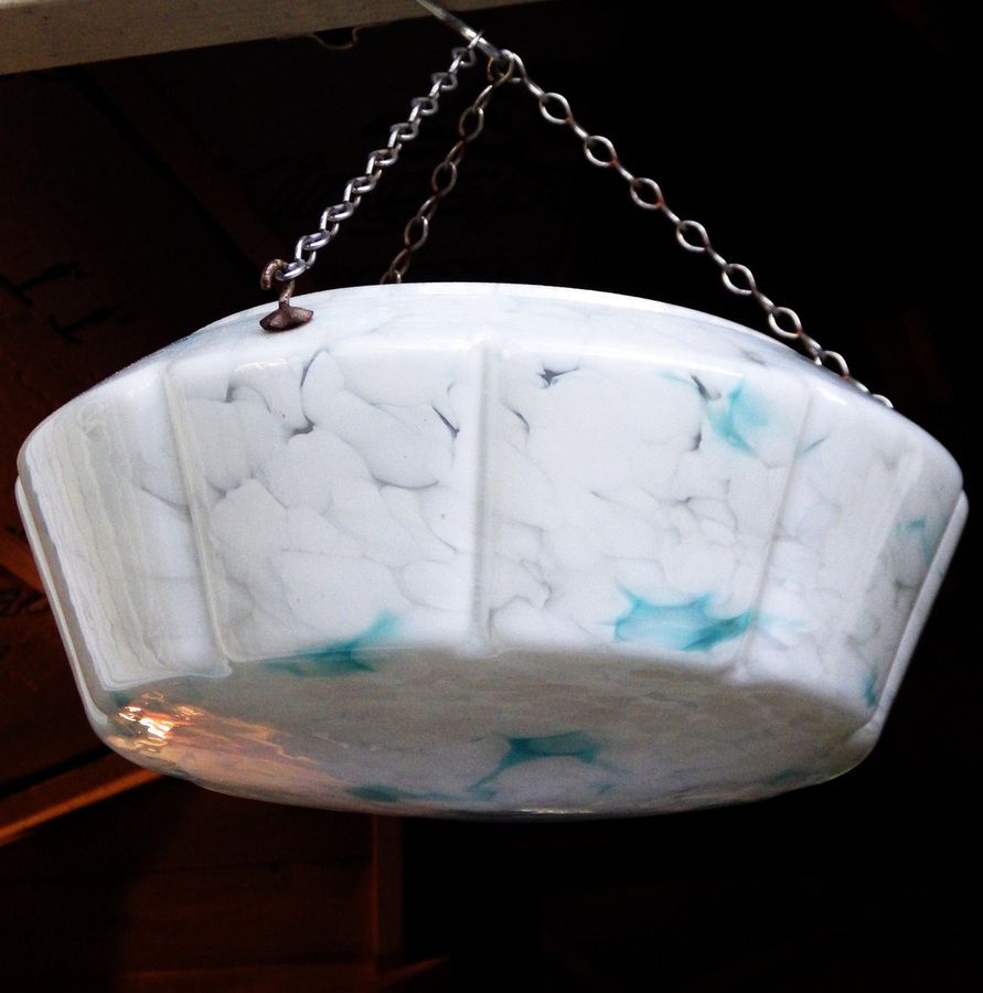 Antique ART DECO 1930s Vintage Glass Flycatcher CEILING LIGHT SHADE