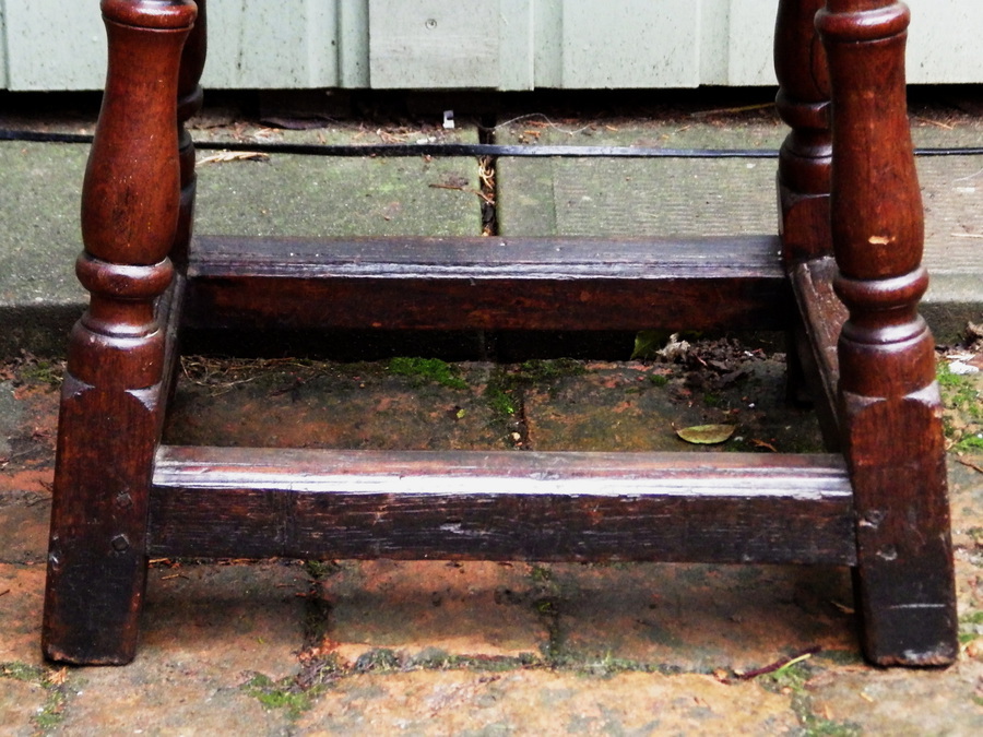 Antique ANTIQUE 17th 18th Century Peg Jointed Oak and Elm JOINT STOOL