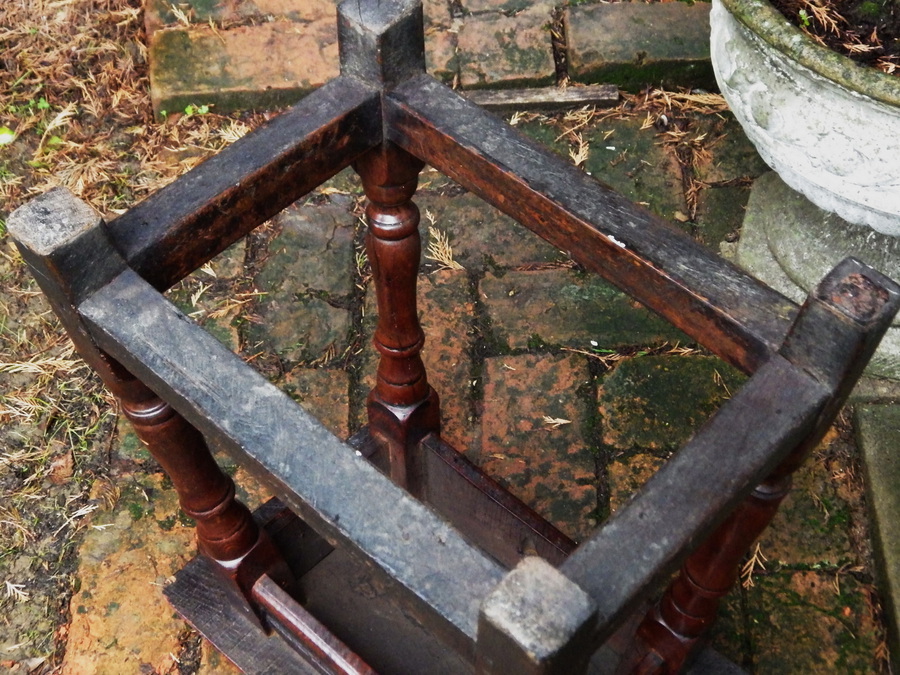 Antique ANTIQUE 17th 18th Century Peg Jointed Oak and Elm JOINT STOOL