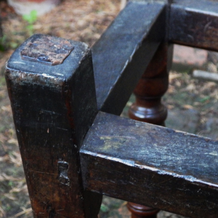 Antique ANTIQUE 17th 18th Century Peg Jointed Oak and Elm JOINT STOOL