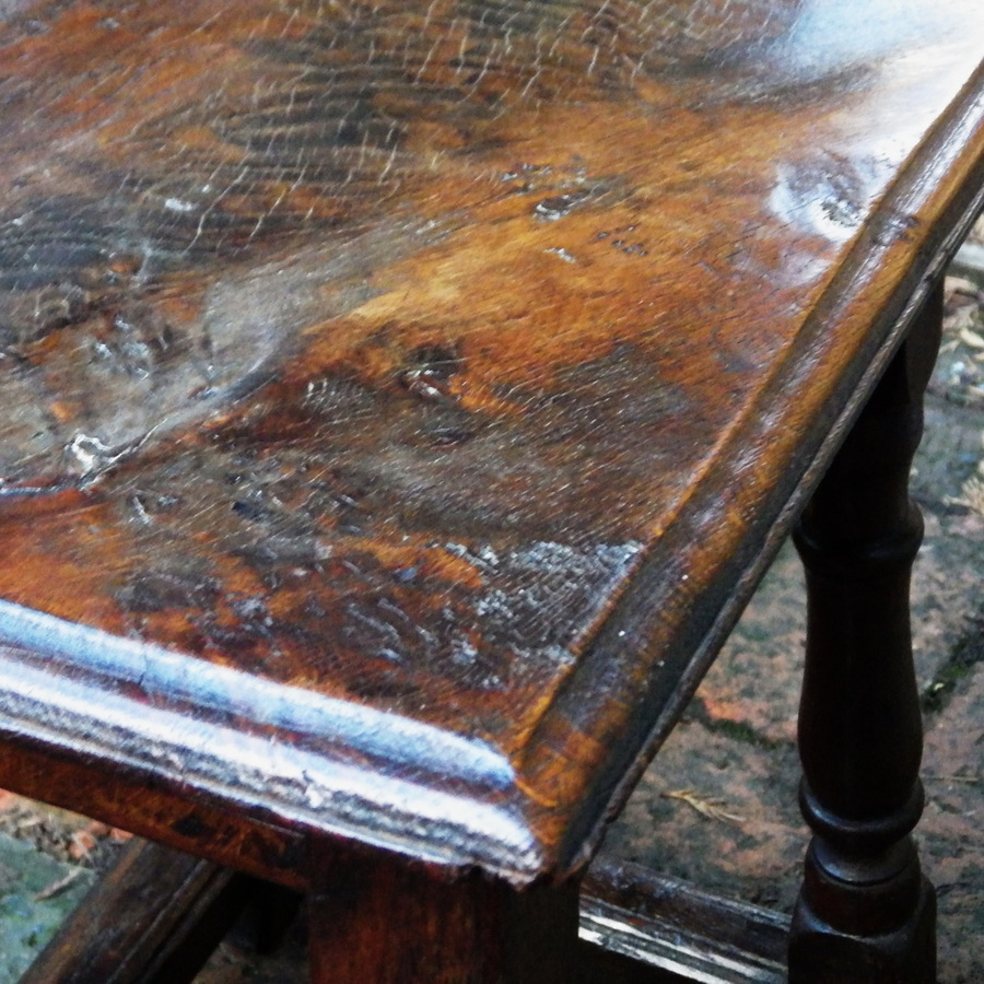 Antique ANTIQUE 17th 18th Century Peg Jointed Oak and Elm JOINT STOOL