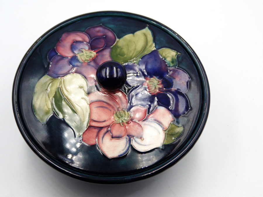 Antique MOORCROFT POTTERY Clematis Pattern LIDDED BOWL