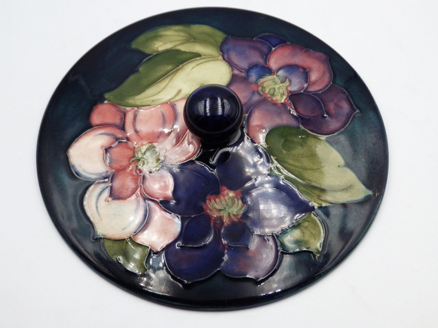 Antique MOORCROFT POTTERY Clematis Pattern LIDDED BOWL