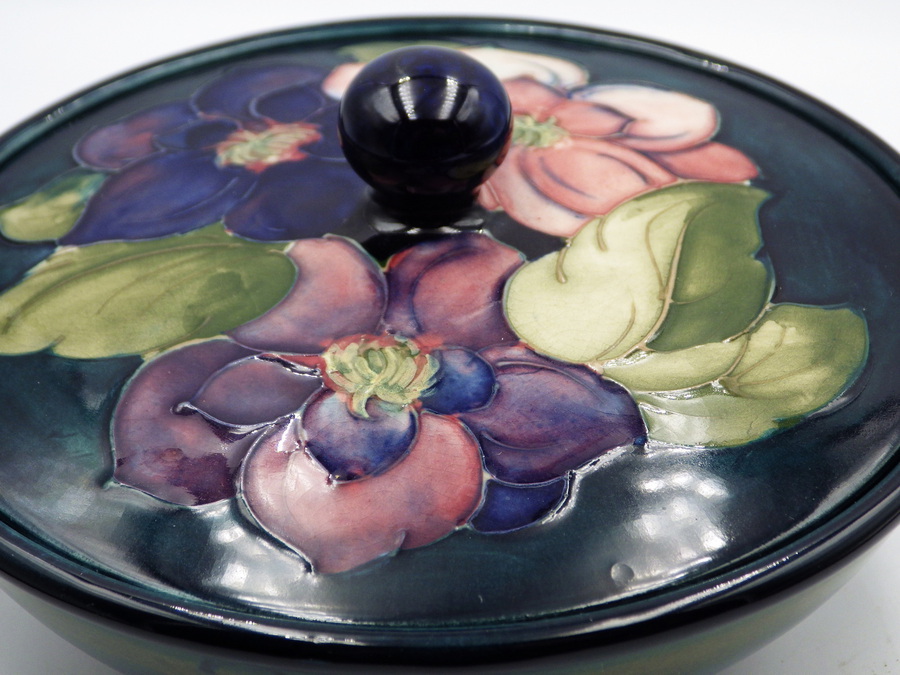 Antique MOORCROFT POTTERY Clematis Pattern LIDDED BOWL