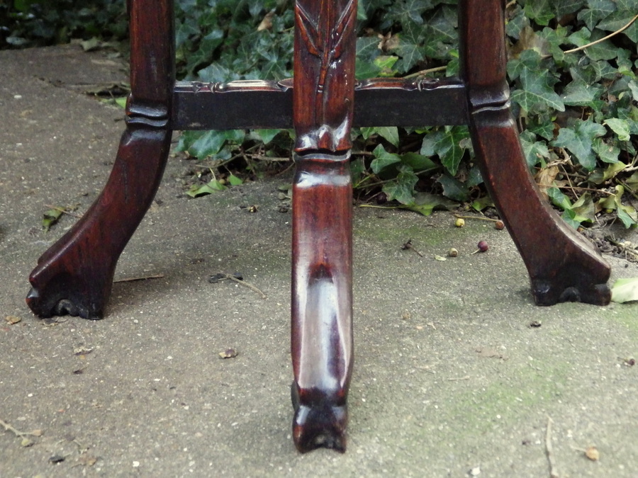 Antique CHINESE 19th Century Carved Hardwood & Marble Tall ANTIQUE VASE or PLANT STAND