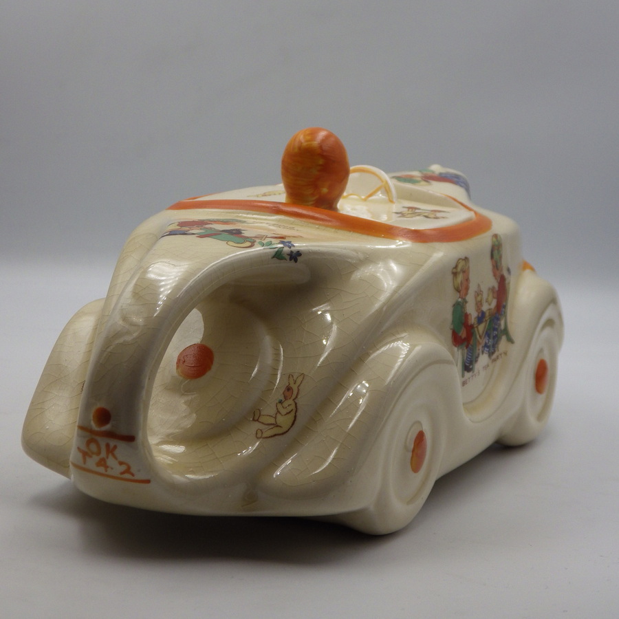 Antique SADLER 1930s Art Deco Mabel Lucie Attwell Pottery RACING CAR TEAPOT