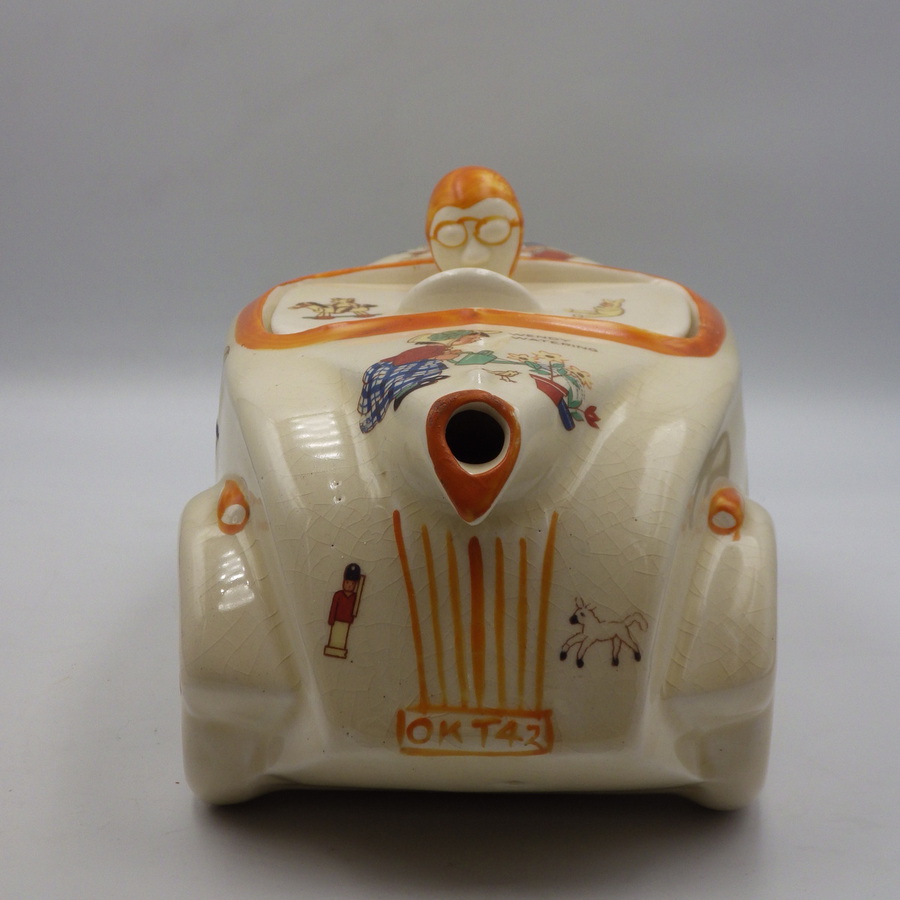 Antique SADLER 1930s Art Deco Mabel Lucie Attwell Pottery RACING CAR TEAPOT