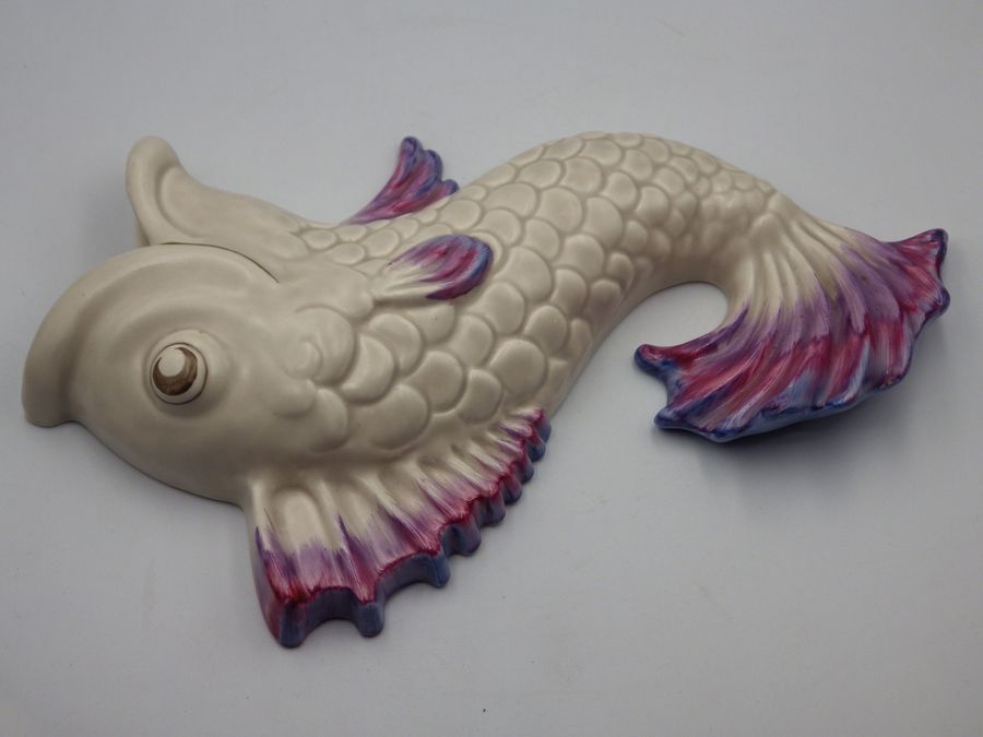 Antique CLARICE CLIFF 1930s Novelty Fish WALL POCKET