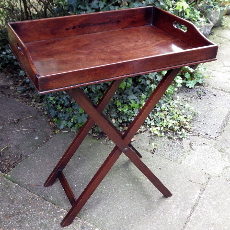 Antique ANTIQUE 19th Century Georgian Mahogany BUTLERS TRAY & STAND