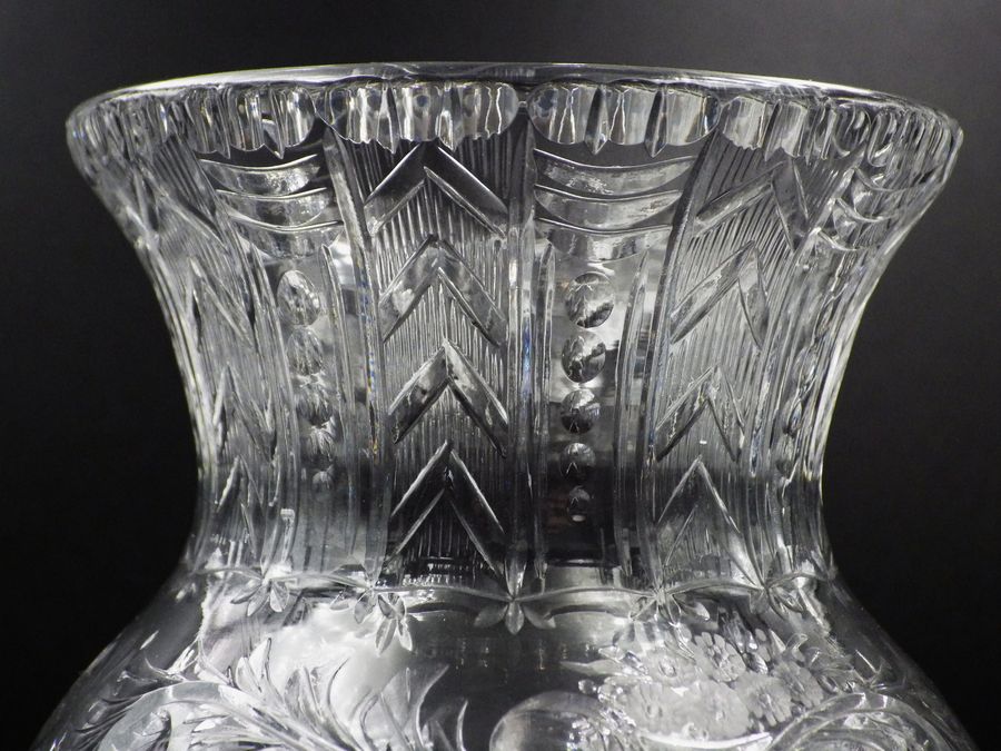 Antique THOMAS WEBB Early 20th Century Fine Quality Signed Glass ROCK CRYSTAL VASE