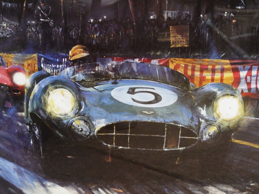 Antique NICHOLAS WATTS Le Mans 1959 - Motor Racing LIMITED EDITION SIGNED PRINT