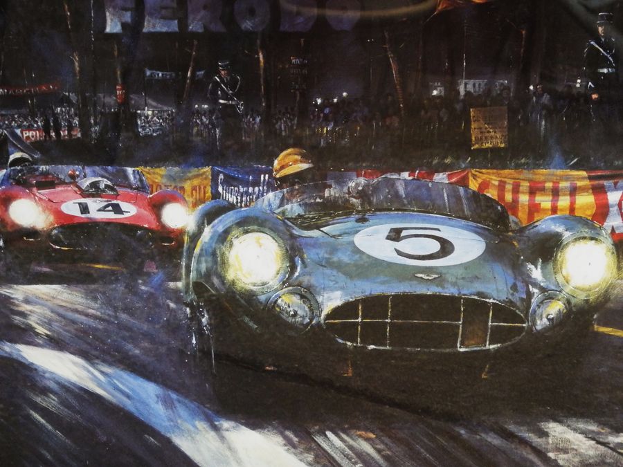 Antique NICHOLAS WATTS Le Mans 1959 - Motor Racing LIMITED EDITION SIGNED PRINT