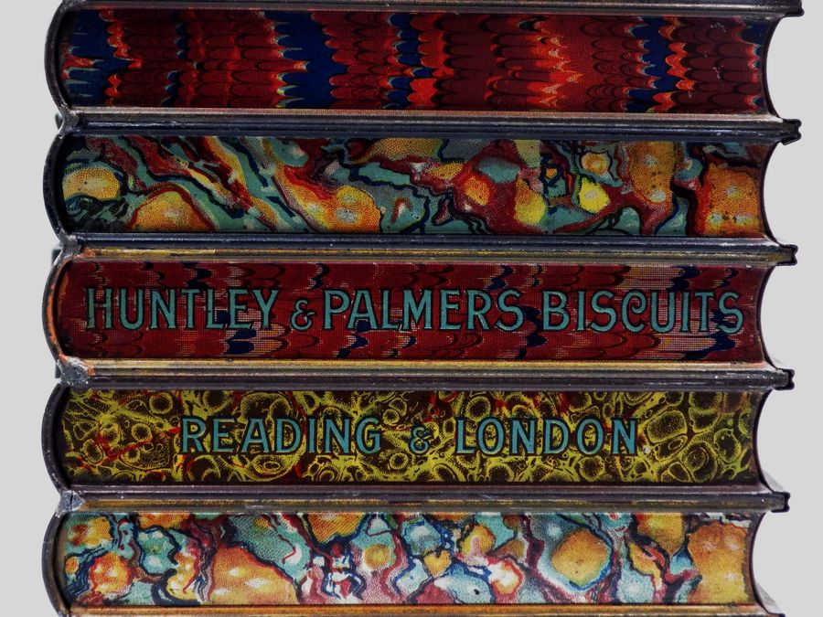 Antique HUNTLEY & PALMERS Antique Book Shaped Circa 1900 BISCUIT TIN