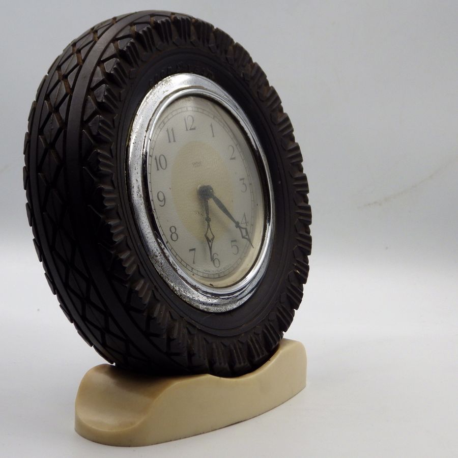 Antique GOODYEAR TYRES 1950s Vintage Novelty Wind-Up SMITHS CLOCK