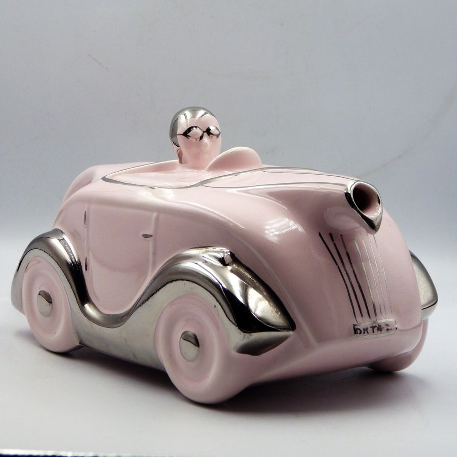 Antique SADLER 1940s Art Deco Green Pottery RACING CAR TEAPOT ...