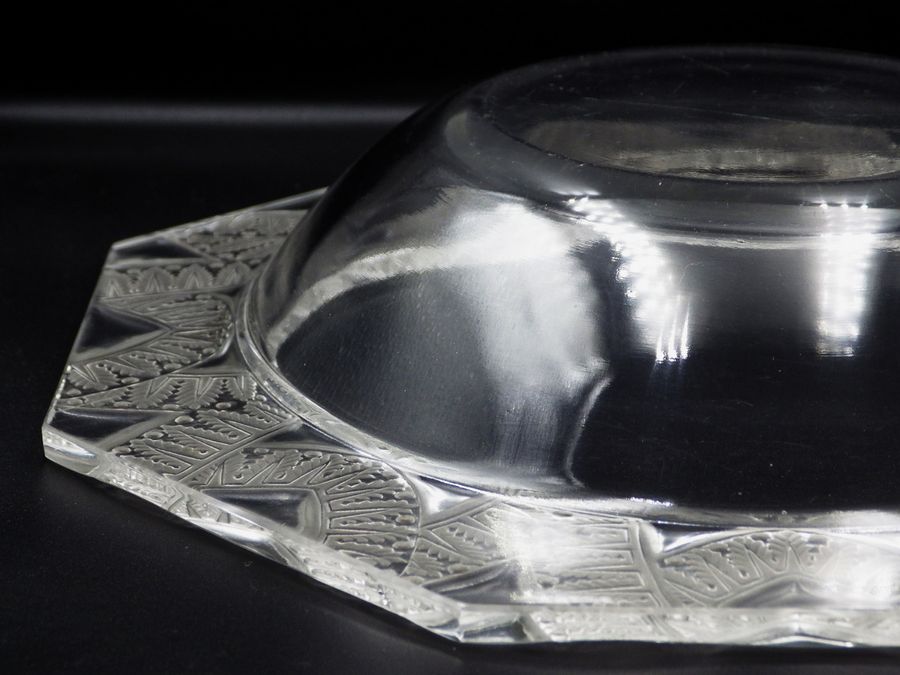 Antique RENE LALIQUE Art Deco Chantilly FROSTED GLASS BOWL