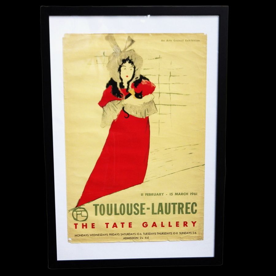 Antique TOULOUSE LAUTREC Original 1961 Tate Gallery EXHIBITION POSTER