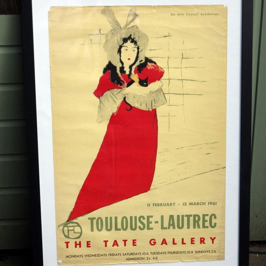 Antique TOULOUSE LAUTREC Original 1961 Tate Gallery EXHIBITION POSTER