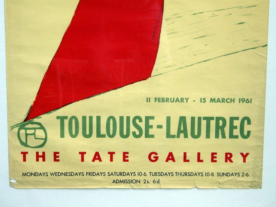 Antique TOULOUSE LAUTREC Original 1961 Tate Gallery EXHIBITION POSTER