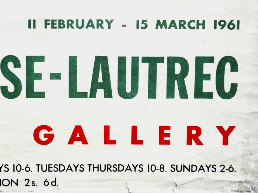 Antique TOULOUSE LAUTREC Original 1961 Tate Gallery EXHIBITION POSTER