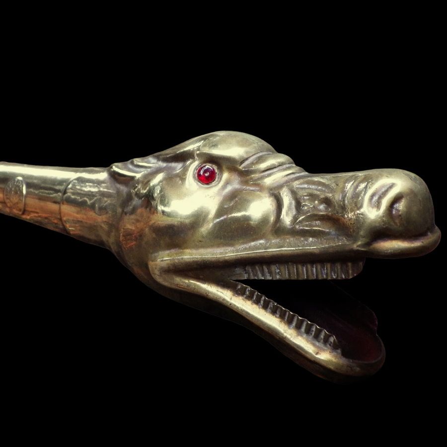 Antique VINTAGE CAR Boa Constrictor Brass Serpent Head CAR BULB HORN