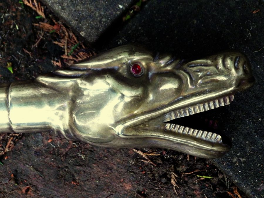 Antique VINTAGE CAR Boa Constrictor Brass Serpent Head CAR BULB HORN
