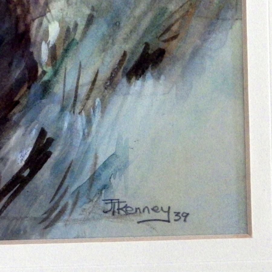 Antique JOHN T KENNEY Original 1939 Gouache Painting HUNTING SCENE