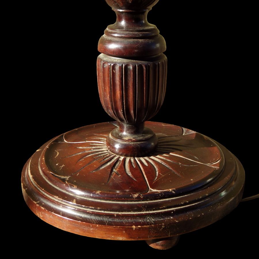 Antique BEAUTIFUL Early 20th Century Decorative Vintage Dark Oak STANDARD FLOOR LAMP