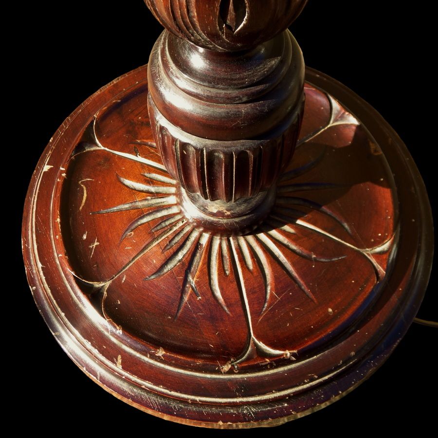 Antique BEAUTIFUL Early 20th Century Decorative Vintage Dark Oak STANDARD FLOOR LAMP