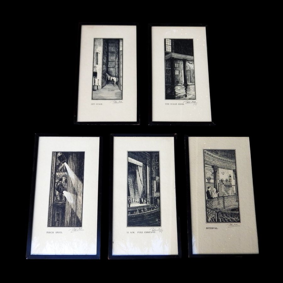 PETER BAX Theatre Collection of Five Signed 1920s THEATRICAL PRINTS