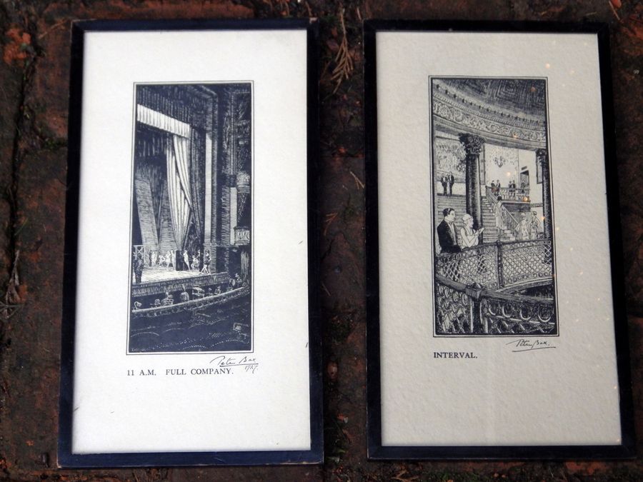 Antique PETER BAX Theatre Collection of Five Signed 1920s THEATRICAL PRINTS