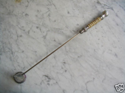ANTIQUE SILVER CANDLE SNUFFER ~ 16 1/2