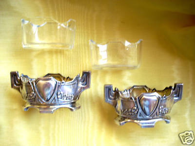 19C.EUROPEAN SILVER Monteith Bowl SALTS w.LINERS SIGNED