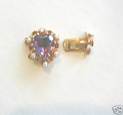 ANTIQUE AMETHYST / SEED PEARL / 14K /  NECKLACE CLASP