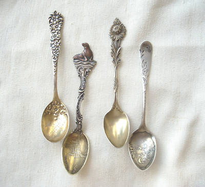 STERLING  4   EARLY SOUVENIR SPOONS   1894 & EARLY 20TH