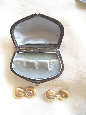 ART NOUVEAU 14K YELLOW GOLD MENS CUFFLINKS