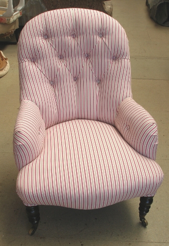 Victorian deep buttoned metal back nursing chair - SOLD