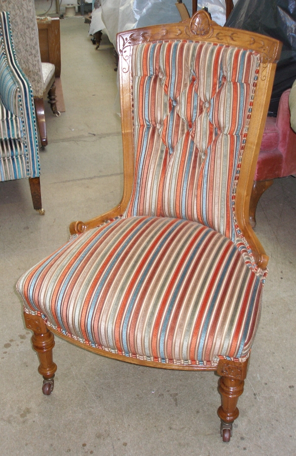Antique Victorian Ladies deep buttoned salon chair - SOLD