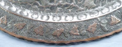 Antique Large Antique/Vintage Silvered Indian Tray