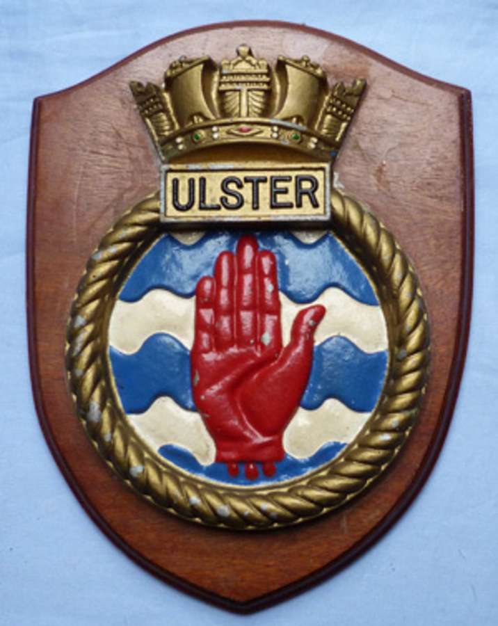 Antique WW2 British Royal Navy – HMS Ulster – Destroyer – Ship’s Plaque