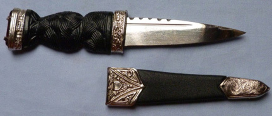 Antique Scottish Highland Skean Dhu Knife and Scabbard