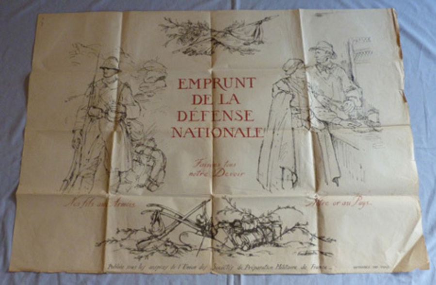 Antique Massive Original WW1 French Army Propaganda Poster